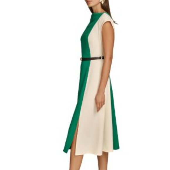 Donna Karan Belted A Line Crepe Dress - Picture 4 of 7